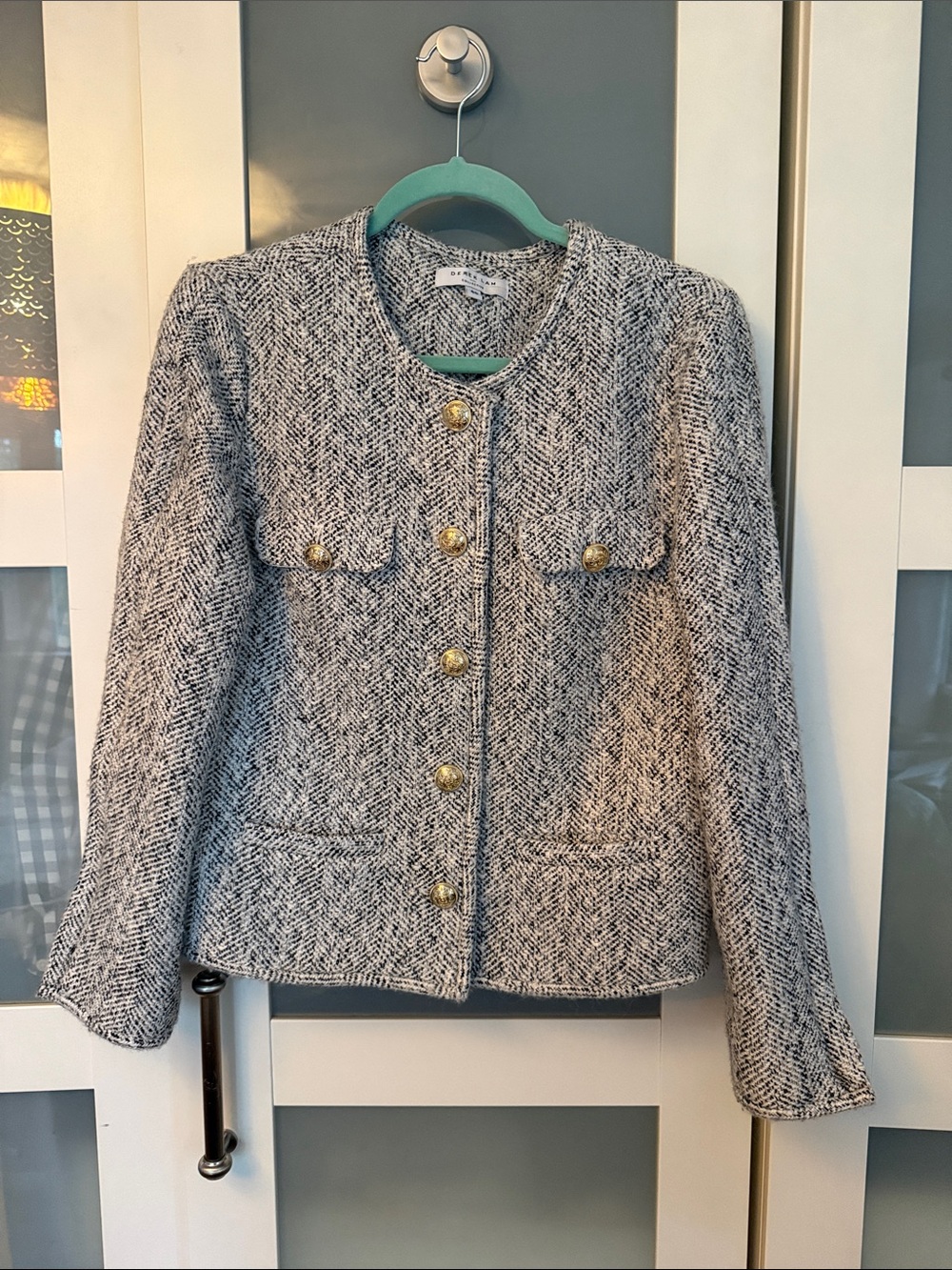 Derek Lam Collective Wool Blend Tweed Jacket Convertible Cape Size 10
